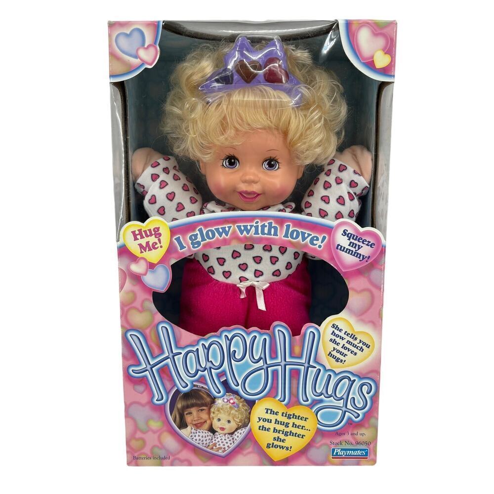 Vintage 1998 Playmates Happy‎ Hugs Doll Hug Me I Glow Giggles Talks 14 Inch NOS